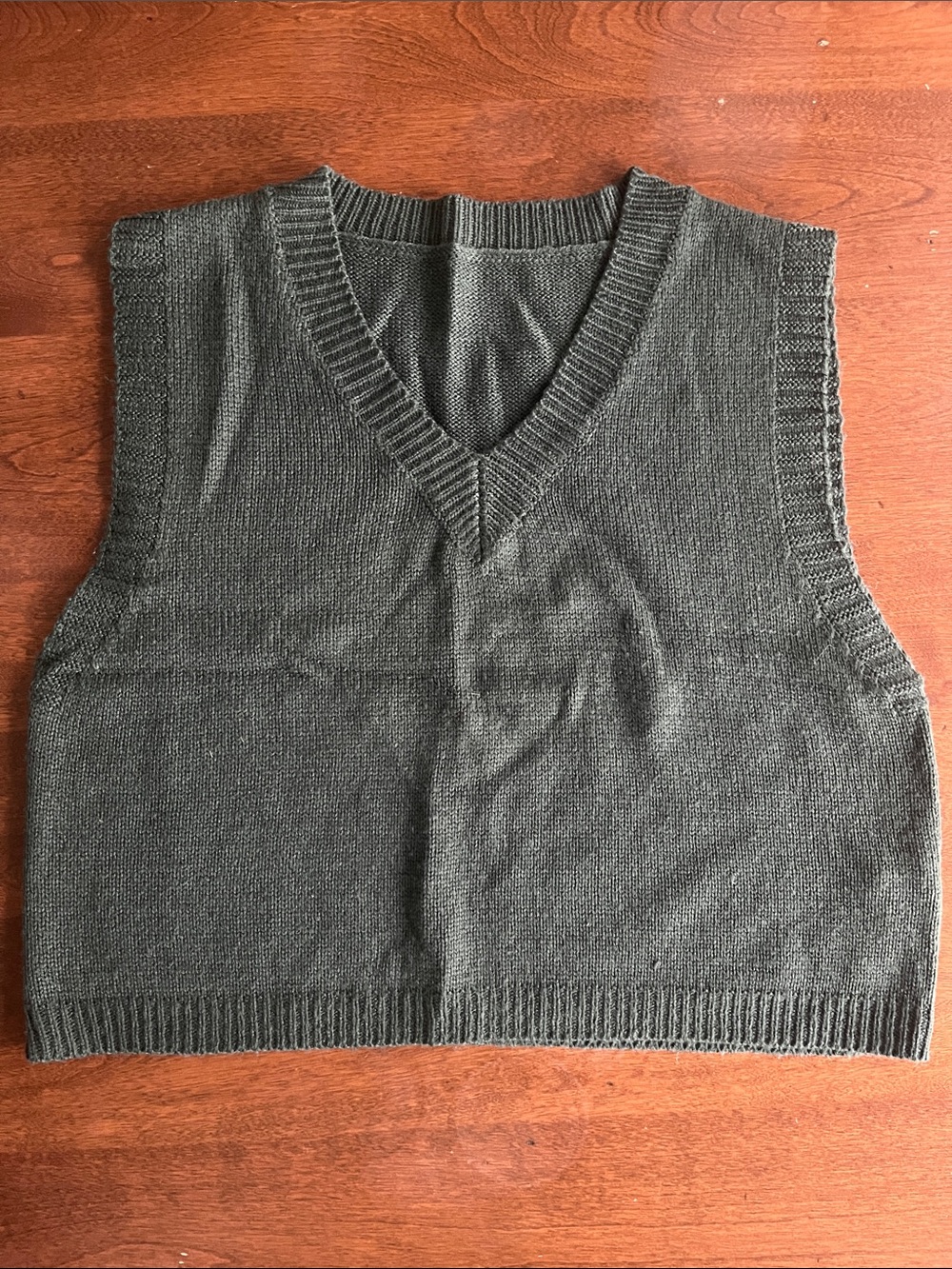 Classic V-Neck Knit Sweater Vest - Dark Green